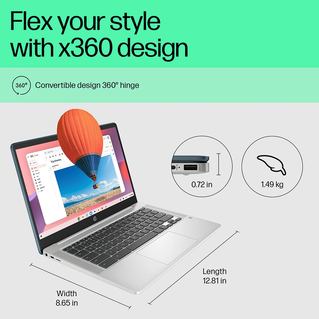 HP Chromebook Intel Celeron Dual Core N4120 - (4 GB/64 GB EMMC Storage/Chrome OS) 14a-ca0506TU Chromebook (14 Inch, Mineral Silver, 1.49 Kg) Price Rs. 22,990.00