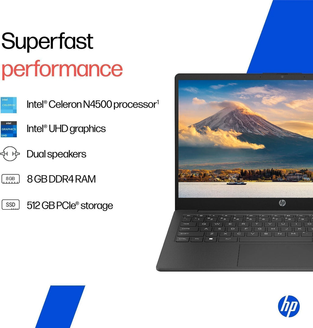 HP Intel Celeron Dual Core N4500 - (8 GB/512 GB SSD/Windows 11 Home) (14 Inch, Jet Black, 1.46 Kg, With MS Office) Price Rs. 21,599.00